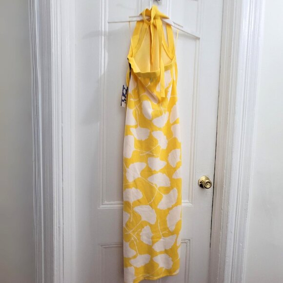 DVF Yellow Dress Halter Tie Neck Ginkgo Yellow Sweaterknit Midi Dress - NWT - Picture 5 of 7